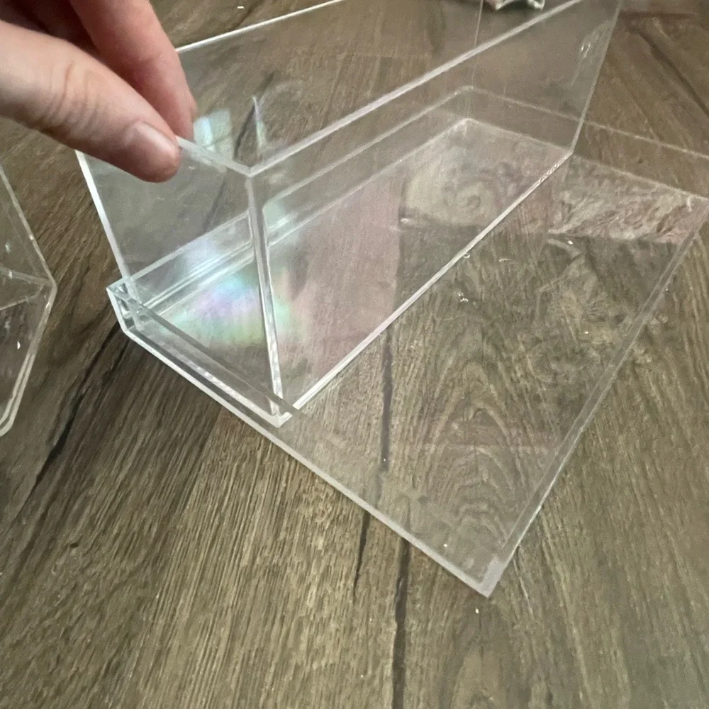 Set of 3 clear acrylic makeup desk office vanity locker organizers
